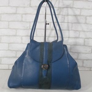 Cole Haan Blue Stripe Leather Tote